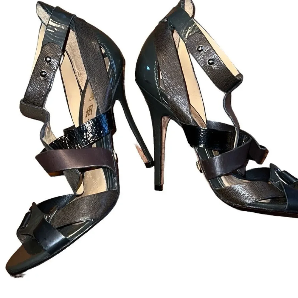 L.A.M.B. Black Strappy High-Heel Sandals